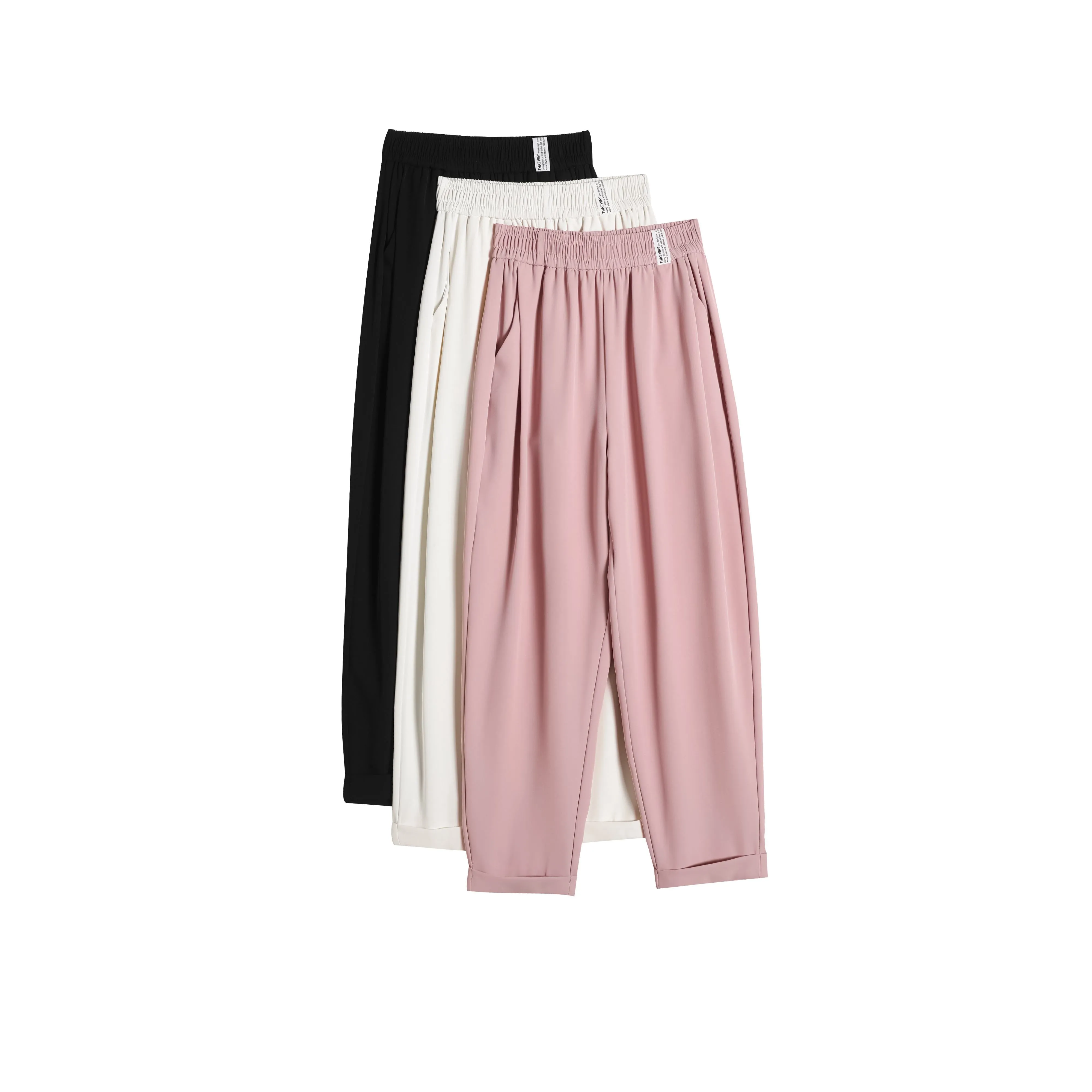 Casual Draping Straight-Leg Silky Harem Ankle Cut Pants
