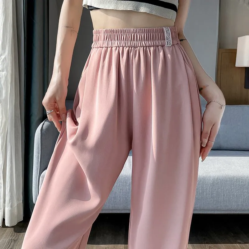 Casual Draping Straight-Leg Silky Harem Ankle Cut Pants