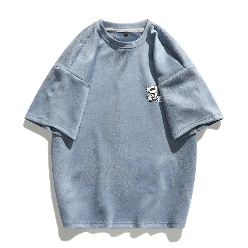 Elasticity Suede-Like Versatile Round Neck Simplicity Short Sleeve Tee