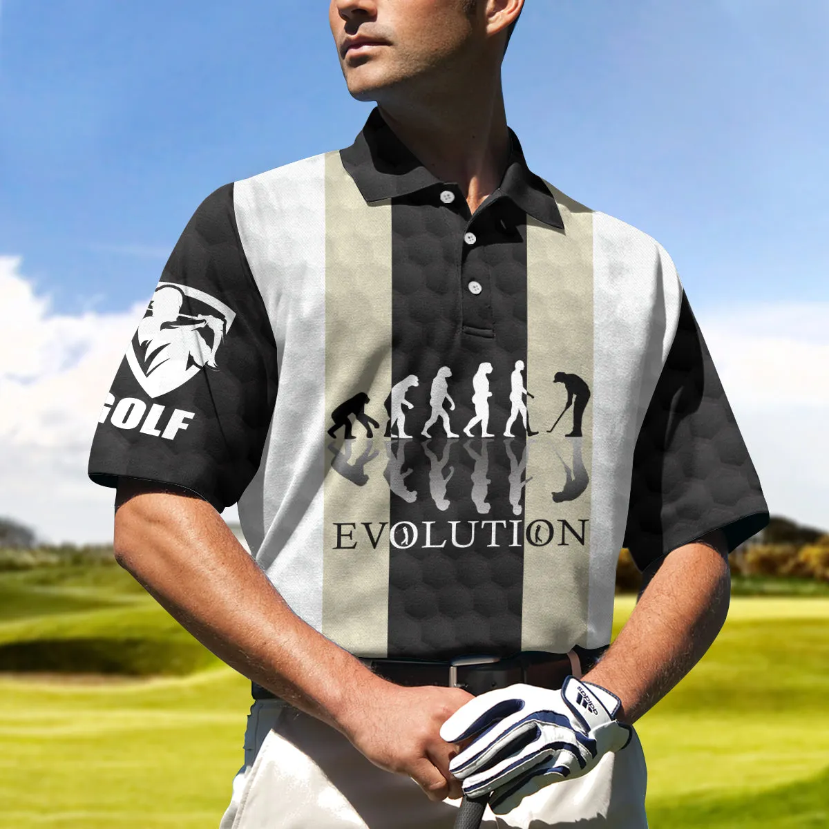 Elegant Men Golfer Evolution Golf Polo Shirt, Unique Golf Shirt For Men Coolspod