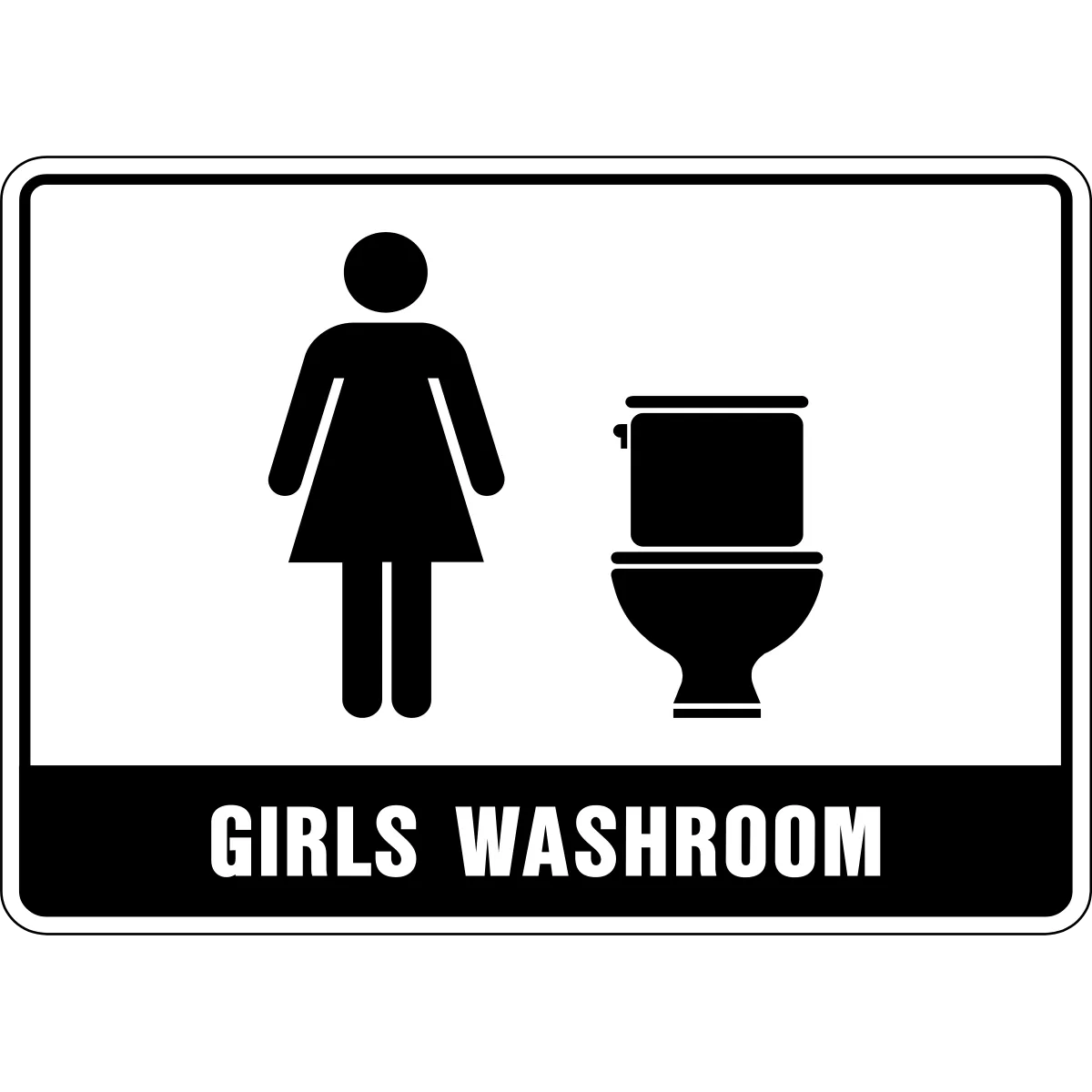 Girls Washroom with Female & Toilet Graphics Washroom Sign