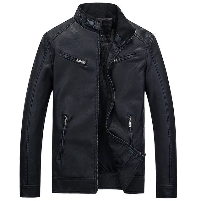 HEE GRAND Casual Fashion Leather Jacket for Men