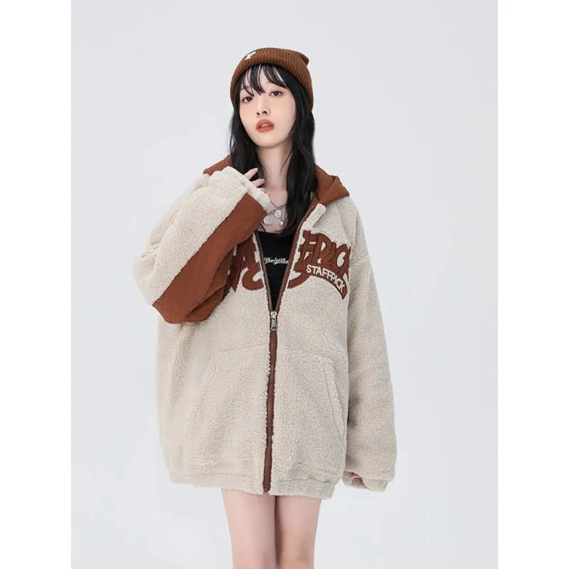 Lamb Wool Warmth Loose Fit Niche Thickened Teddy Jacket