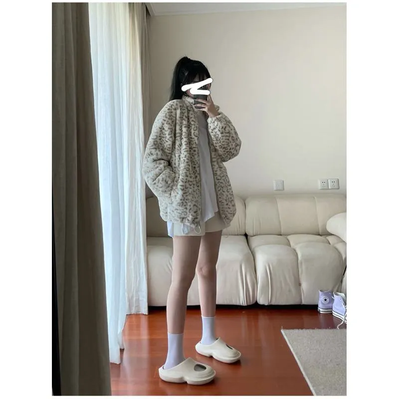 Leopard Print Fleece Jacket