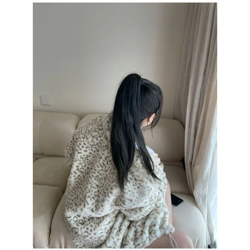 Leopard Print Fleece Jacket