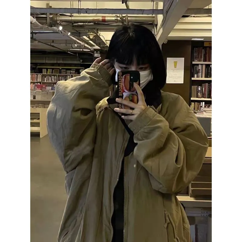 Loose Fit Granular Fluff Workwear Style Jacket