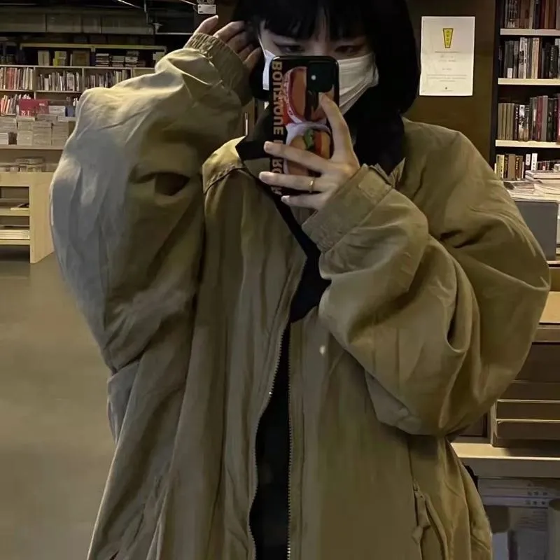 Loose Fit Granular Fluff Workwear Style Jacket