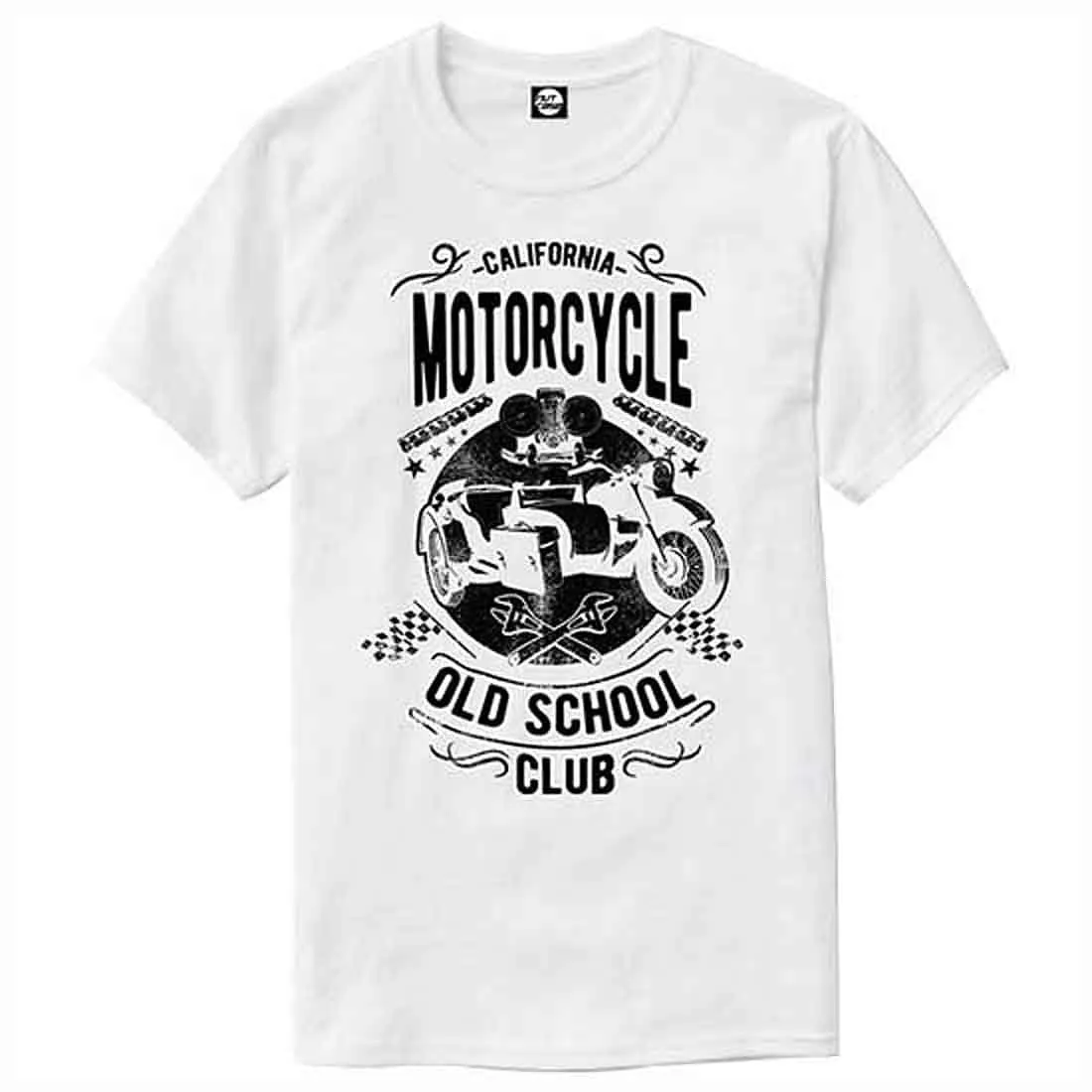 Nutcase Designer Round Neck Men's T-Shirt Wrinkle-Free Poly Cotton Tees - Old Motorcycle
