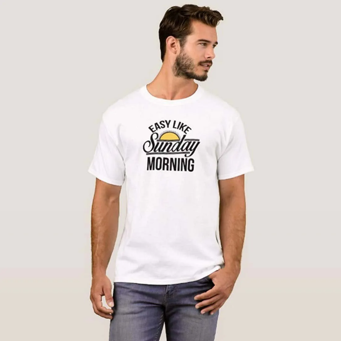 Nutcase Designer Round Neck Men's T-Shirt Wrinkle-Free Poly Cotton Tees - Sunday Morning