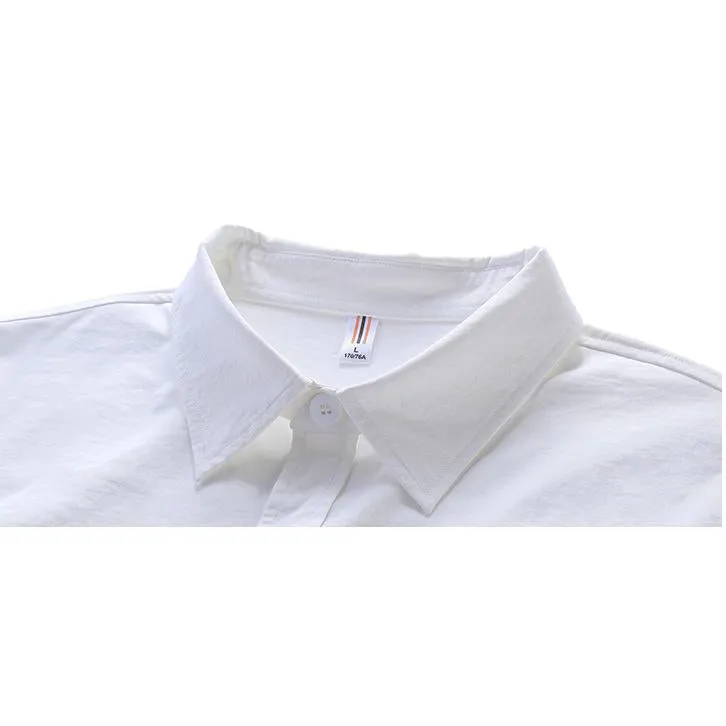 Solid Color Loose Fit Button Front Long Sleeve Shirt