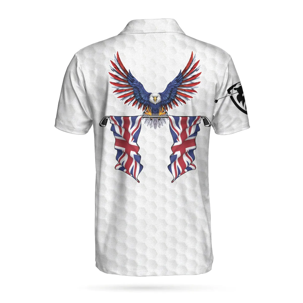 United Kingdom Eagle Flag Polo Shirt, Golf Pattern Ripped Great Britain Jack Polo Shirt, Uk Golf Shirt For Men Coolspod
