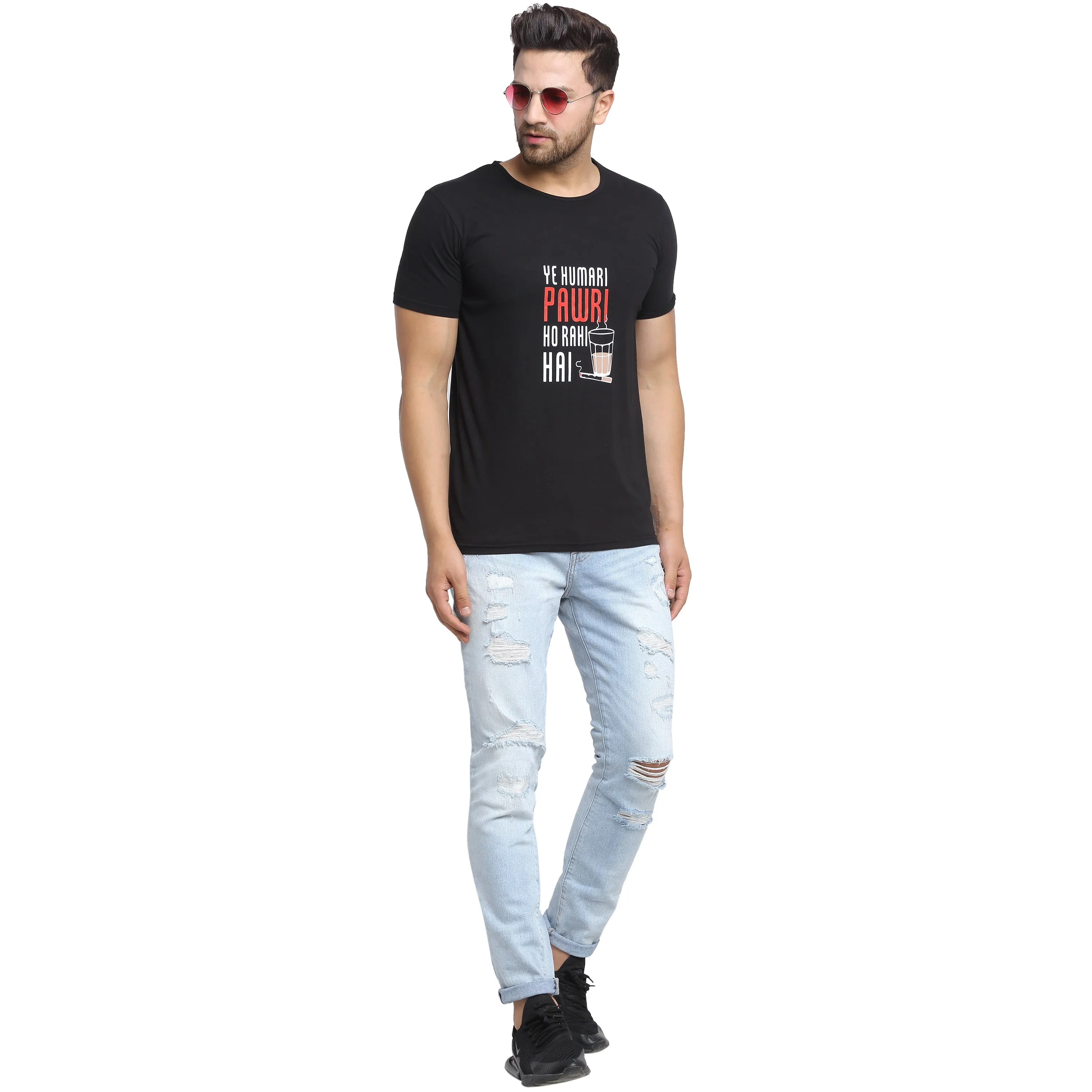 Vimal Jonney Round Neck Light Blue T-shirt For Men's